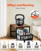 Mini Fridge Stand with Storage, 198 lbs Mini Fridge Table with Movable Storage Cart & Swivel Wheels, Beverage Refrigerator Stand for Coffee Bar