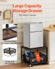 Mini Fridge Stand with Storage, 198 lbs Mini Fridge Table with Movable Storage Cart & Swivel Wheels, Beverage Refrigerator Stand for Coffee Bar
