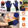 BBQ Gloves 1472°F Heat Resistant Grill Gloves Anti-slip Carbon Fiber BBQ Gloves Oven Gloves Mitts For Barbecue Cooking Baking Welding Cutting